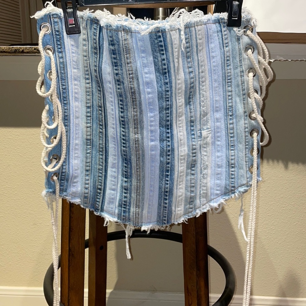 Samaria Leah Vintage Reworked Denim Corset